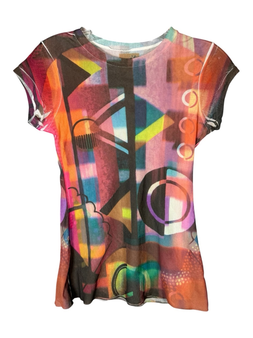 Tee's by Viviana G Mesh Abstract Geometric Tee Wearable Art Y2K Gallery M